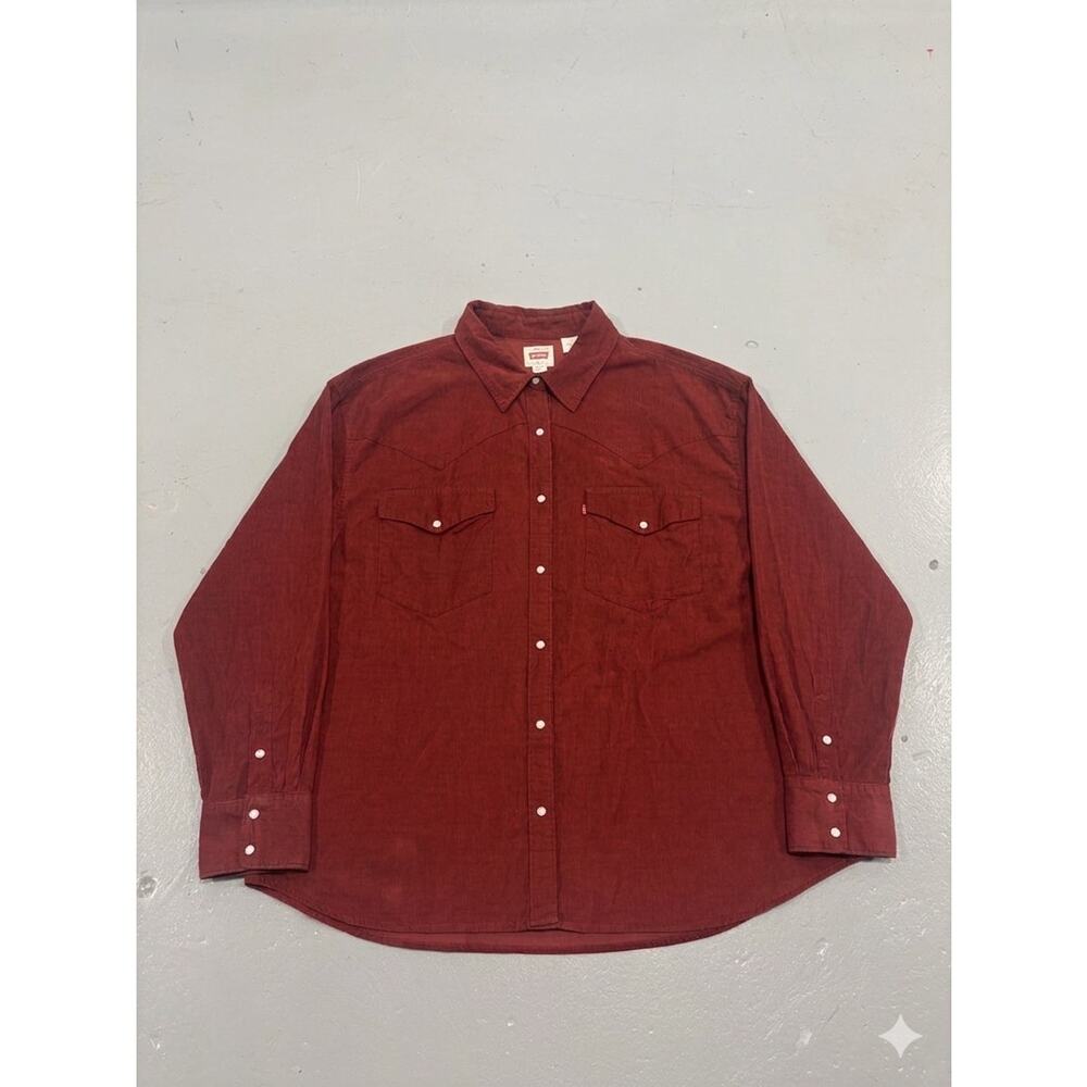 Levi’s‎ Corduroy Pearl Snap Shirt Men’s 3XL Western Yoke Red Gorpcore